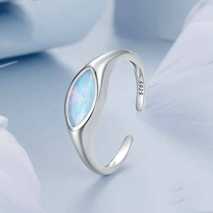 Offener Ring mit Teufelsauge aus S925-Sterlingsilber, platiniert – Bild 2