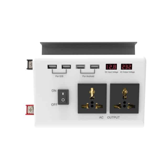 TBD06047046.jpg DC 12 V auf AC 220 V Auto-Wechselrichter, Doppelsteckdose, 4 USB – Bild 1