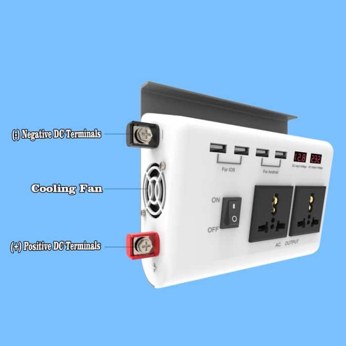DC 12 V auf AC 220 V Auto-Wechselrichter, Doppelsteckdose, 4 USB – Bild 5