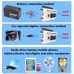 DC 12 V auf AC 220 V Auto-Wechselrichter, Doppelsteckdose, 4 USB – Bild 8