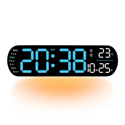 Fernbedienung Digital Display Atmosphäre Licht Wanduhr Wohnzimmer Dekoration Uhr, Blue, Orange, Dark Pink, Green, Color