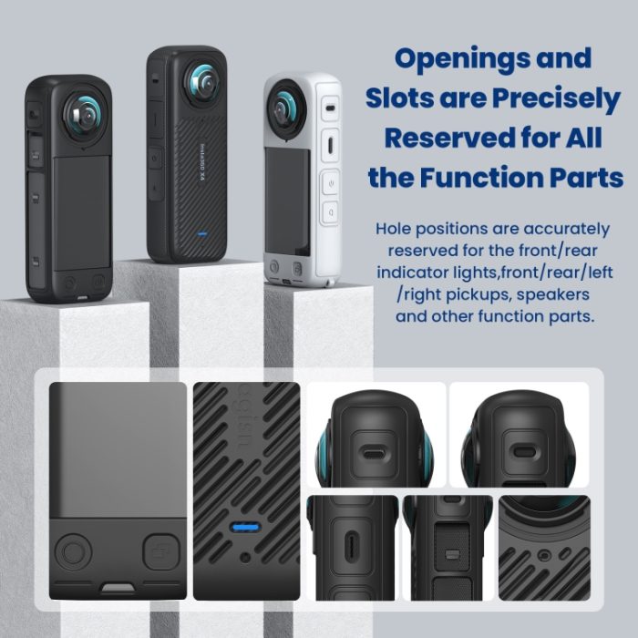 Für Insta360 X4 aMagisn Silikon-Schutzhülle, Body Case + Lens Cover Black, Body Case + Lens Cover Gray, Body Case Black, Body Case Gray, Lens Cover Black, Lens Cover Gray – Bild 10