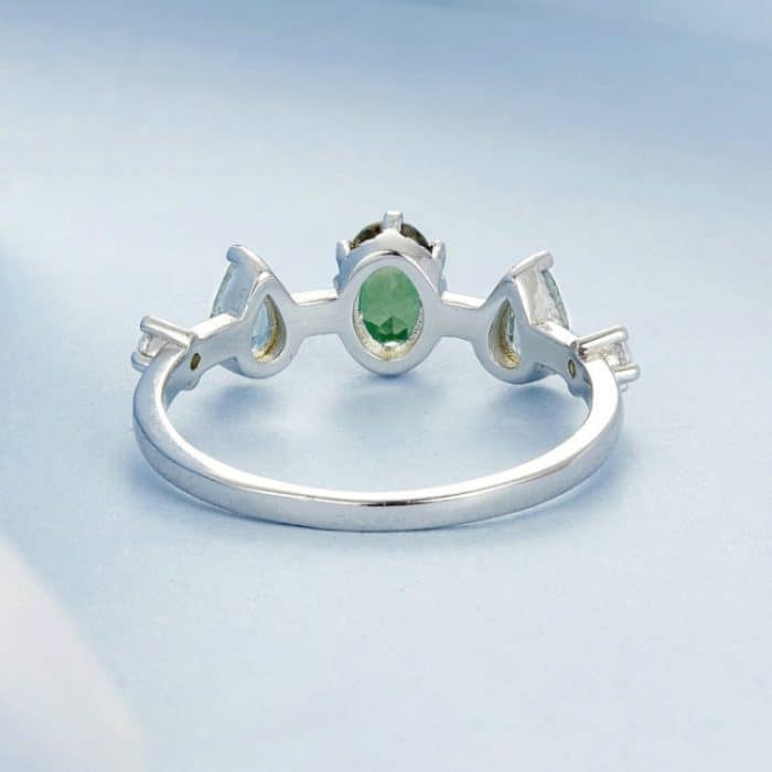 Sterling Silber S925 Zirkon Weißgold plattiert Farbverlauf Glas Turmalin Ring – Bild 3