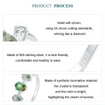 Sterling Silber S925 Zirkon Weißgold plattiert Farbverlauf Glas Turmalin Ring – Bild 4