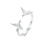 Verstellbarer Ring mit Vogelöffnung aus S925-Sterlingsilber, platiniert