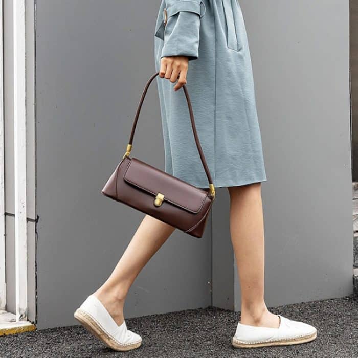 Damen Vintage Baguette Achseltasche Schultertasche – Bild 8