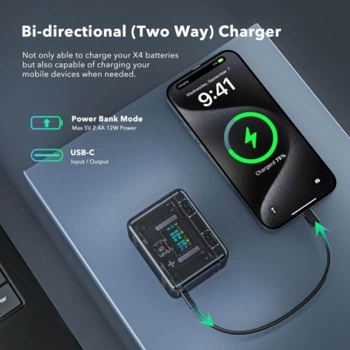 Für Insta360 X4 CYNOVA Zwei-Wege-Lade-Butler-Bildschirmanzeige Intelligente Ladebox – Bild 3