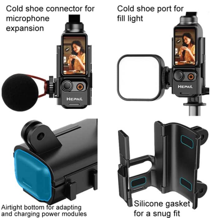 Für DJI Osmo Pocket 3 HEPAIL Extended Adapter Schutzhülle Lünette Verlängerung Griff Kalten Schuh Adapter Halterung – Bild 5