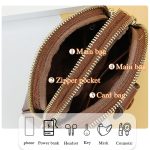 Baellerry N8925 Ölwachs-Leder-Handytasche mit Doppelreißverschluss und Schulter-Crossbody-Geldbörse – Bild 6