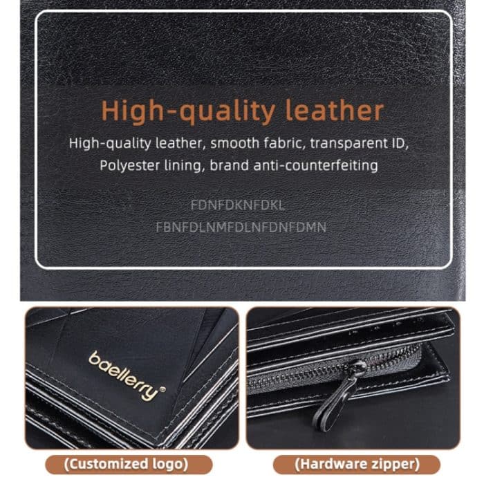 Baellerry D3213 Retro-Leder-Kurzbrieftasche mit mehreren Kartenfächern und Reißverschluss-Kartenhalter – Bild 4