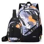 2-in-1-Herrenrucksack, leichter Outdoor-Tagesrucksack, Jungen-Büchertasche mit Brusttasche, Orange Honeycomb, Blue Honeycomb, Blue Football, Green Football, Brown Football