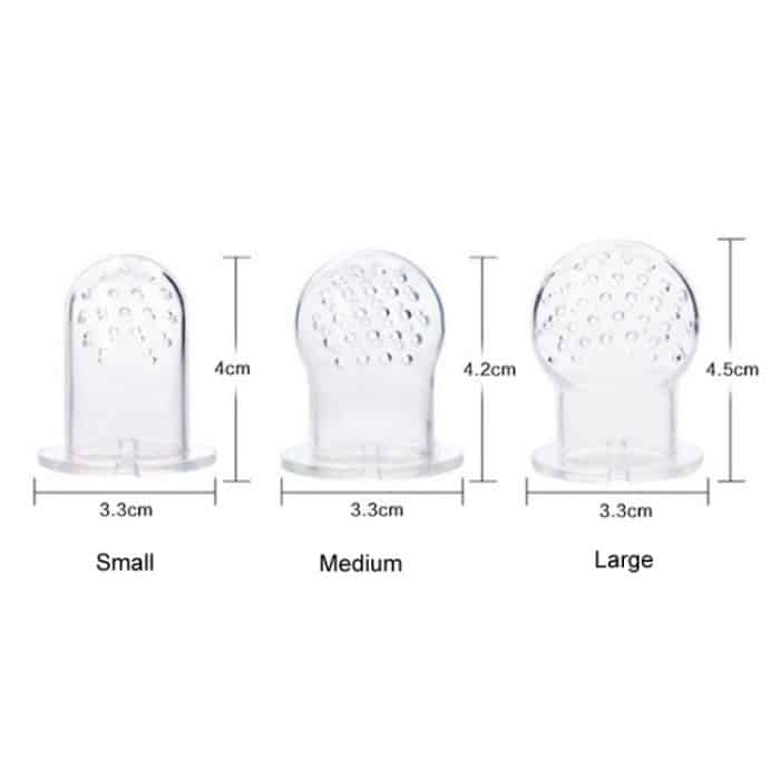 Baby-Schnuller, Obst- und Gemüse-Hilfsfutterspender, Baby-Bites-Futterspender, Brustwarzen, Large Blue, Medium Blue, Small Blue, Large Green, Medium Green, Small Green, Large Purple, Medium Purple, Small Purple – Bild 3