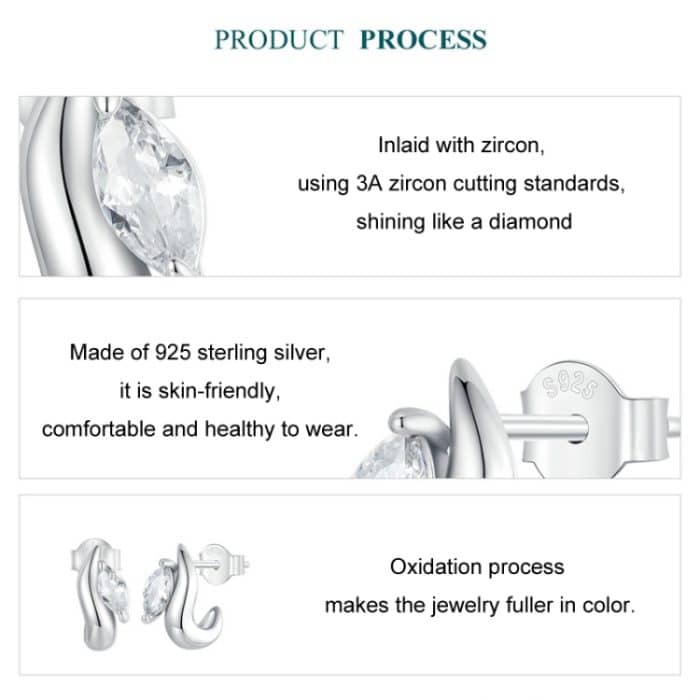 S925 Sterling Silber Zirkon Marquise Damen Ohrringe – Bild 4