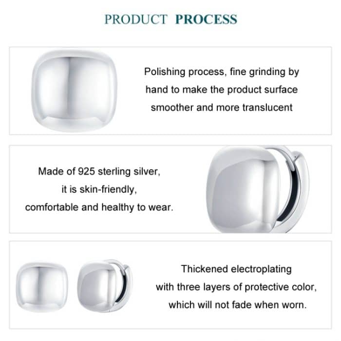 Quadratische Ohrringe aus platiniertem S925-Sterlingsilber – Bild 4