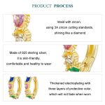 S925 Sterling Silber Vergoldet Zirkon Bunte Ohrringe – Bild 4