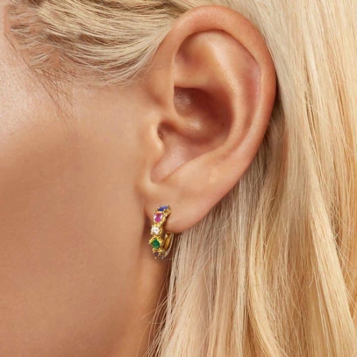 S925 Sterling Silber Vergoldet Zirkon Bunte Ohrringe – Bild 5