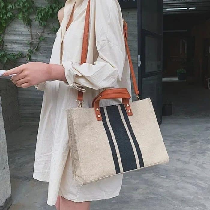 Damen-Handtasche, Aktentasche, großes Fassungsvermögen, Canvas-Umhängetasche, Black, Navy, Zipper Model Navy, Zipper Model Black – Bild 6