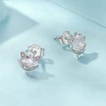 S925 Sterling Silber platinierte Kronen-Fuchs-Prinzessin-Ohrringe – Bild 2