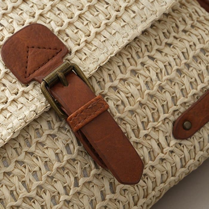 Damen Retro Messenger Bag Reise Umhängetasche Strohtasche – Bild 3