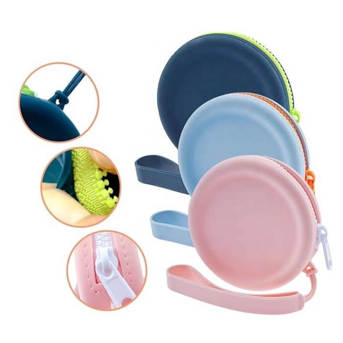 Runde Haustier-Snack-Geldbörse mit Reißverschluss, Silikon-Aufbewahrungstasche für Kopfhörer – Bild 2