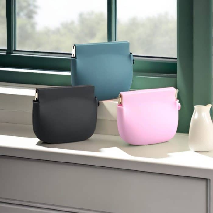 Elastischer Münzbeutel aus Silikon mit Bindegriff und Verschluss für Münzen – Bild 2