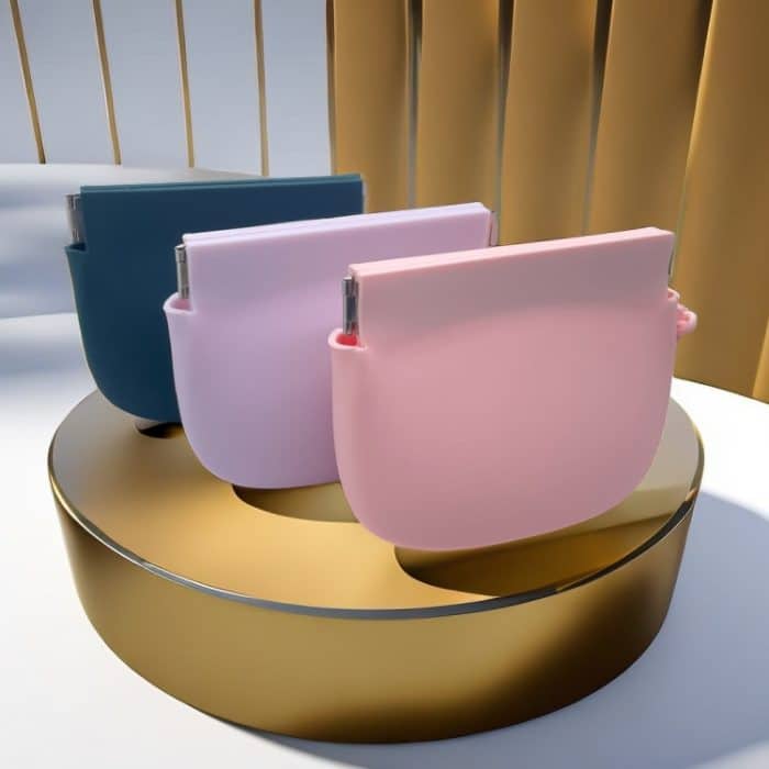 Elastischer Münzbeutel aus Silikon mit Bindegriff und Verschluss für Münzen – Bild 3