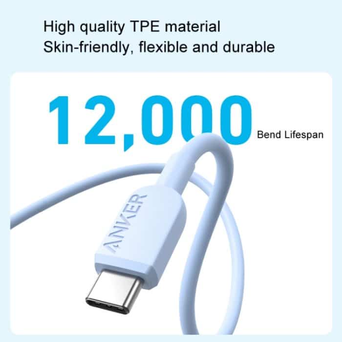 ANKER A81E1 0,9 m 60 W Dual-Typ-C-Daten-Handy-Doppelkopf-Schnellladekabel – Bild 5