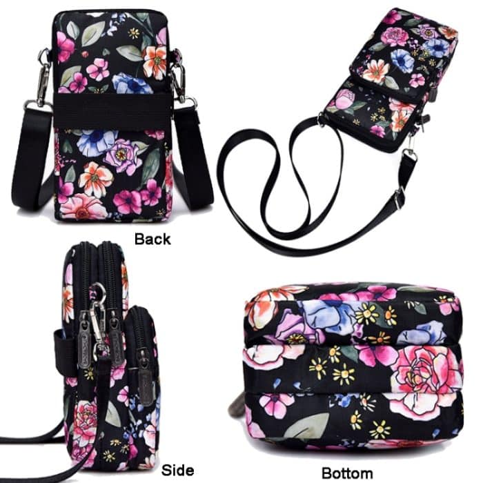Bedruckte Umhängetasche für Mobiltelefone, Mini-Geldbörse mit Armband, Deep Blue Rose, Dark Blue Peony, Black Flower, Blue Printing, Rural Flower, Brown Printing, Aquarius, Black Flower1, Heart, Animal Park, Square Dot, Pink Holiday, Scenery, Blue Leaf... – Bild 3