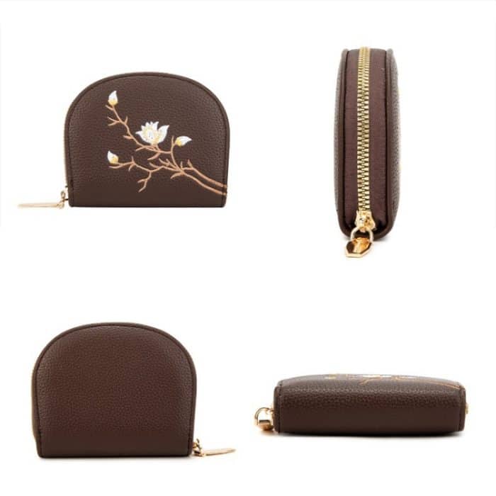 Halbrunder Stickerei-Ausweishalter mit großem Fassungsvermögen und mehreren Kartenfächern – Bild 2