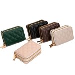 Doppellagiger Reißverschluss-Geldbörse mit großem Fassungsvermögen, Rhombus-Kartenhalter mit mehreren Kartenfächern – Bild 2