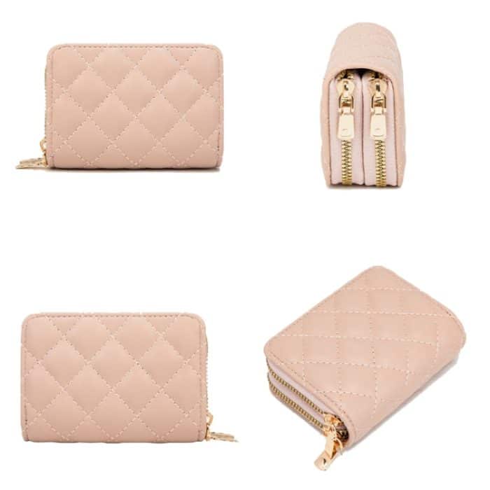 Doppellagiger Reißverschluss-Geldbörse mit großem Fassungsvermögen, Rhombus-Kartenhalter mit mehreren Kartenfächern – Bild 4