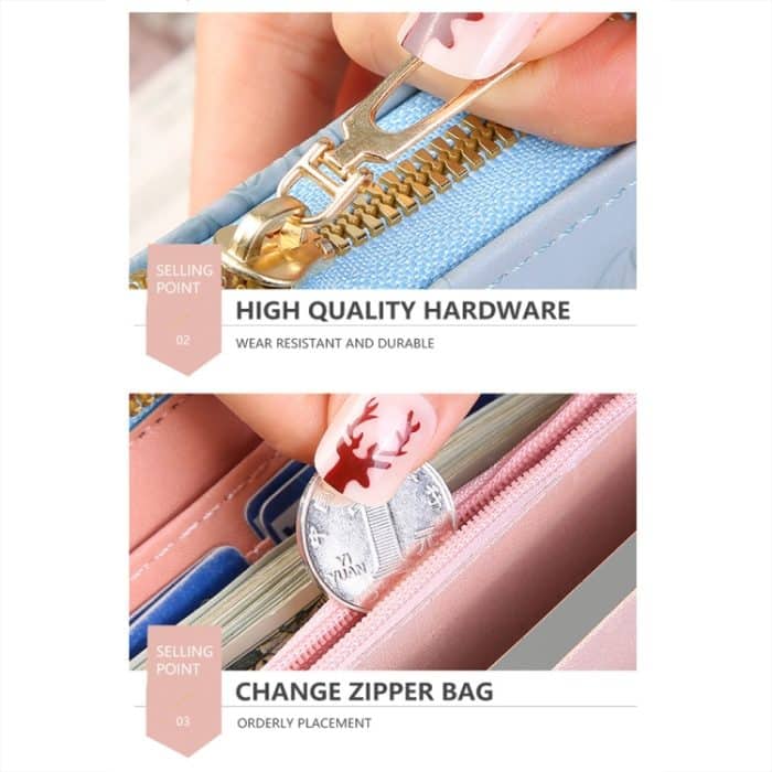 Geprägtes, langes Portemonnaie mit großem Fassungsvermögen und mehreren Kartenfächern – Bild 4