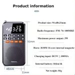 Rolton T1 Tragbarer Radioempfänger, alte Leute, singender Opernspieler, Mini-Stereo-Walkman – Bild 3