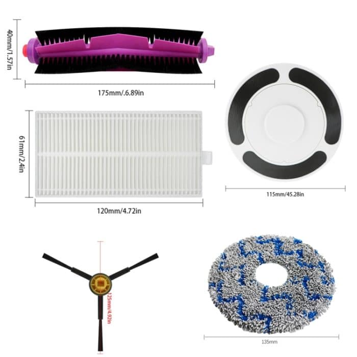 Für Midea V10 V12 W11 Staubsauger Ersatzteile, Main Brush, 1pair Side Brush, Filter, Mop Cloth, Dust Bag, Bracket – Bild 3