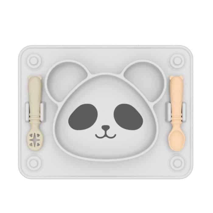 Baby Integrierte Saugnapf Grid Lebensmittel Platte Kinder Panda Silicon Kleber Gerichte – Bild 1