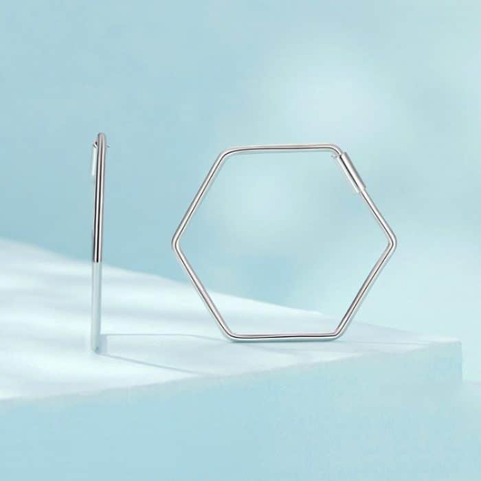 Sechseckige Ohrringe aus S925-Sterlingsilber mit Zirkon – Bild 2