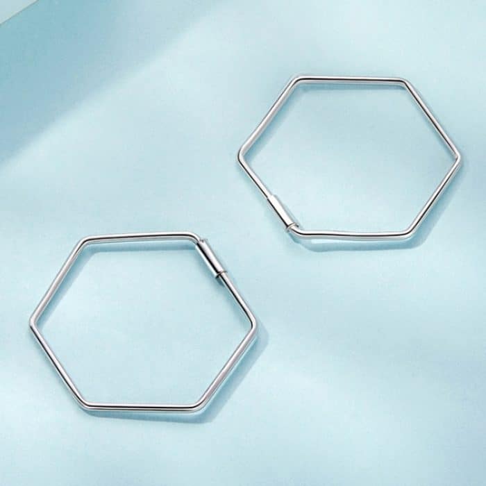 Sechseckige Ohrringe aus S925-Sterlingsilber mit Zirkon – Bild 3