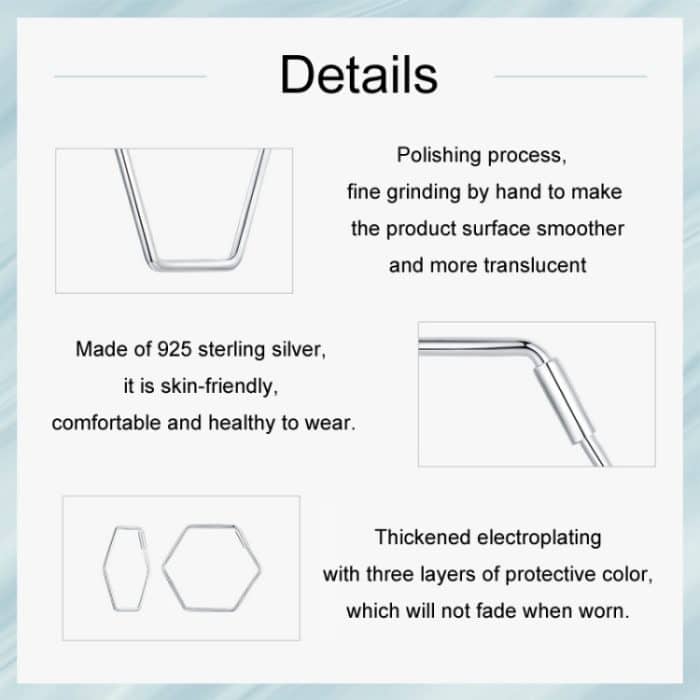 Sechseckige Ohrringe aus S925-Sterlingsilber mit Zirkon – Bild 4