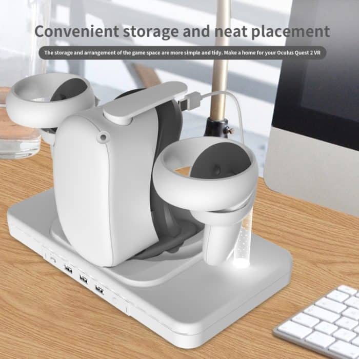 Für Meta Quest 2 Desktop-Halterung, VR-Brille, kabelloses Ladegerät, bunte Licht emittierende Basis – Bild 2