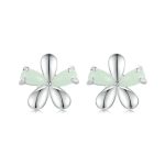 S925 Sterling Silber platinierte leuchtende Blumen-Ohrstecker