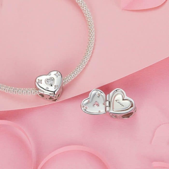S925 Sterling Silber Platiniert Valentinstag Liebe Öffnen Schließen DIY Perlen – Bild 5