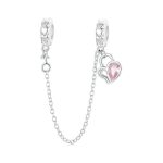 S925 Sterling Silber Valentinstag Herz Schloss Silikon Sicherheitskette DIY Perlen