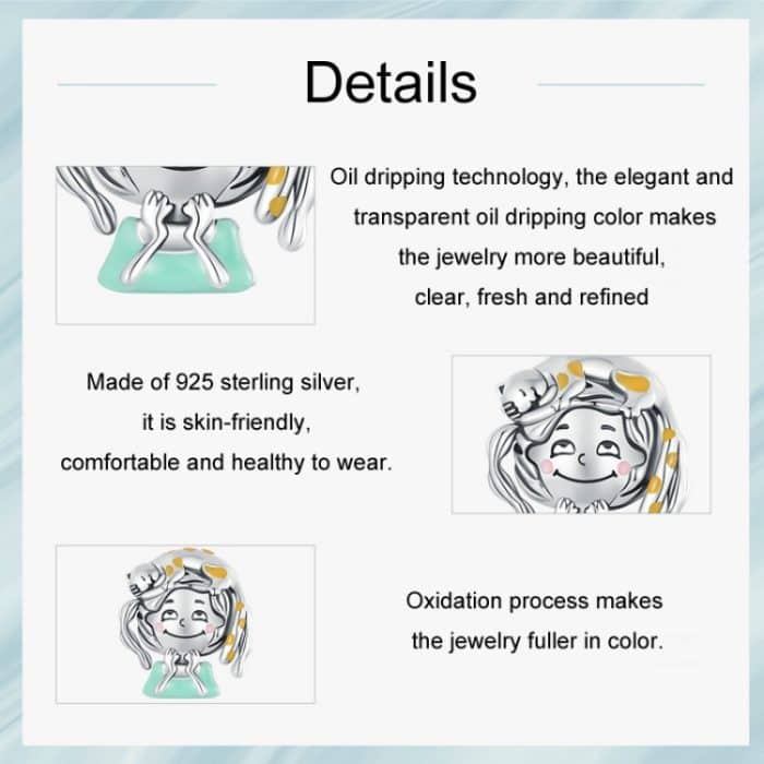 S925 Sterling Silber süße kleine Mädchen Katze DIY Perlen – Bild 4