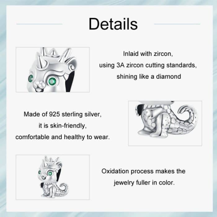 S925 Sterling Silber Neujahr süßer kleiner Drache DIY Perlen – Bild 4