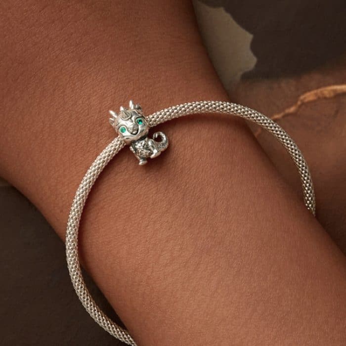 S925 Sterling Silber Neujahr süßer kleiner Drache DIY Perlen – Bild 5