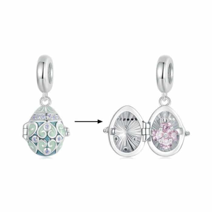 S925 Sterling Silber Ostern Glücksei DIY Anhänger – Bild 2