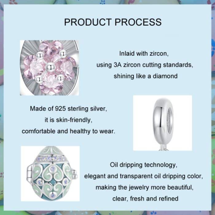 S925 Sterling Silber Ostern Glücksei DIY Anhänger – Bild 5