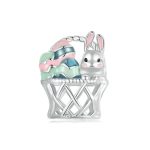 S925 Sterling Silber Ostern Korb Ei Kaninchen DIY Perlen