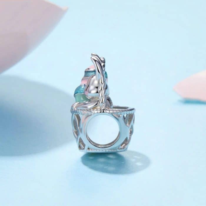 S925 Sterling Silber Ostern Korb Ei Kaninchen DIY Perlen – Bild 3