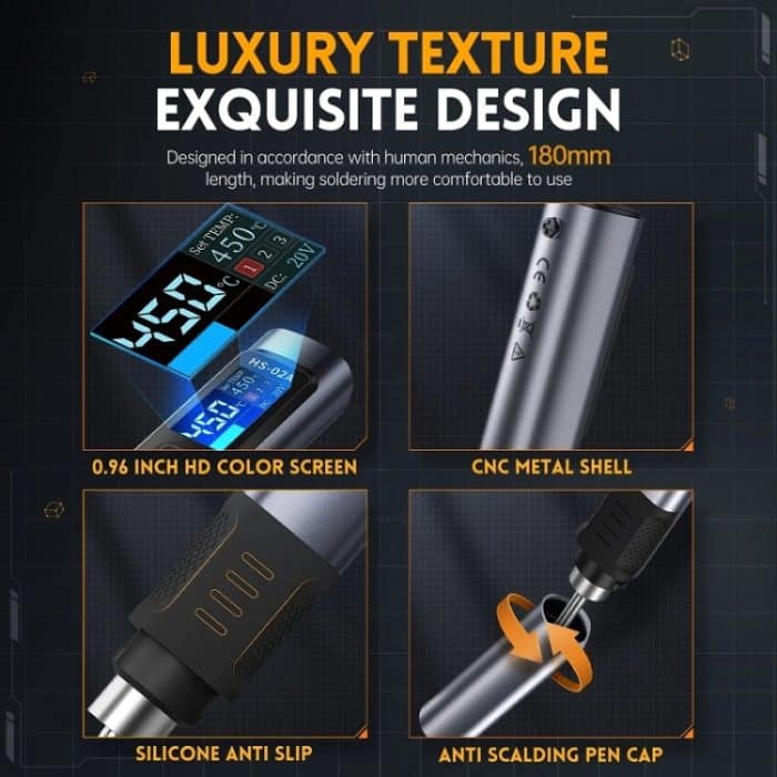 FNIRSI Tragbares Lötkolbenset mit konstanter Temperatur, HS-02A Standard-B Round Tip, HS-02A Standard 6 Head, HS-02A Upgrade B+C2C Line+90W US Plug, HS-02A Upgrade B+C2C Line+100W US Plug+EU Adapter, HS-02A Upgrade 6 Head+C2C Line+90W US Plug... – Bild 6